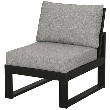 POLYWOOD 4601C-BL145980 Edge Black / Grey Mist Modular Armless Chair 6334601CBL14